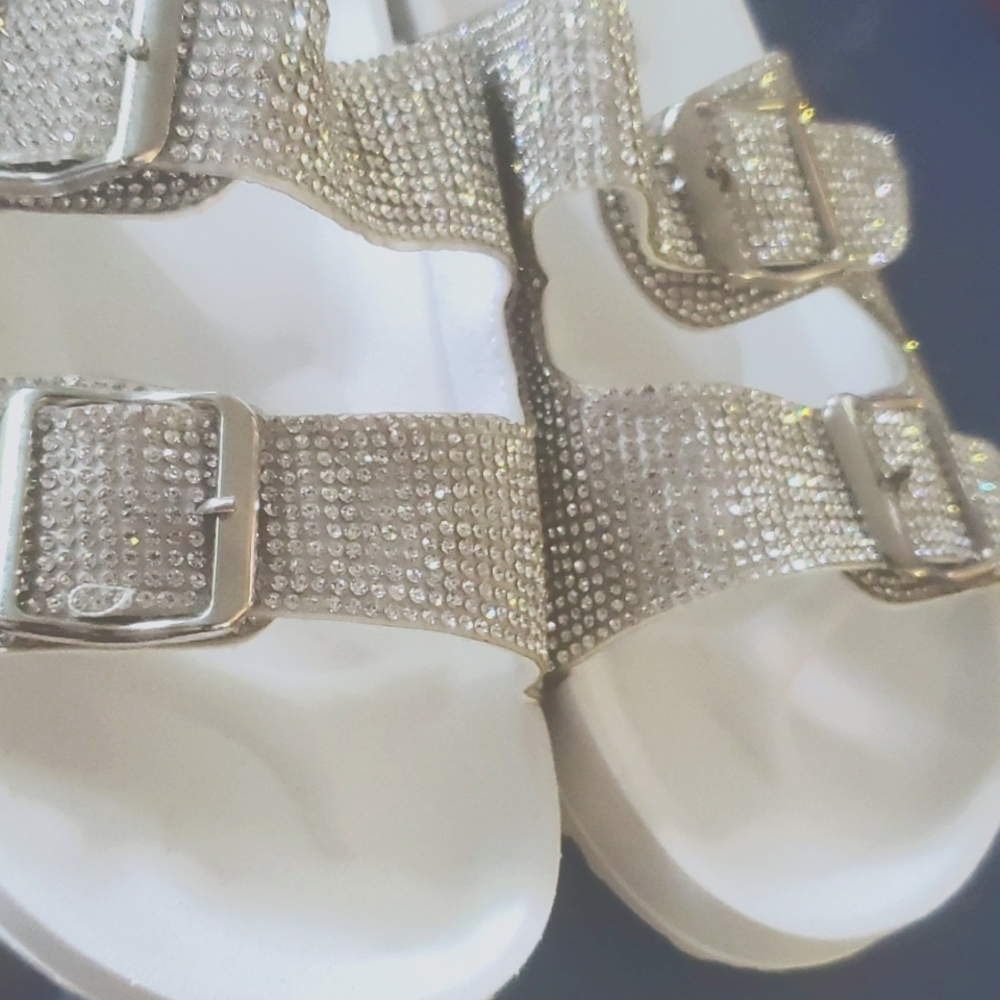 MADDEN GIRL Sparkly Rhinestone Slides Sandals Size 7.5